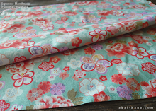 Load image into Gallery viewer, Furoshiki Reusable Fabric Wrap, Bandana, Hikita Hanaguruma Celadon ⦿fsjf0003