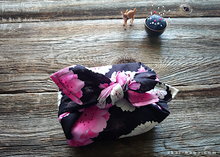 Load image into Gallery viewer, Furoshiki Reusable Fabric Wrap, Bandana, SAKURA Black ⦿fsjf0005
