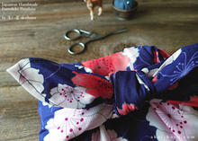 Load image into Gallery viewer, Furoshiki Reusable Fabric Wrap, Bandana, SAKURA Navy ⦿fsjf0007