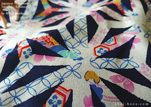 Load image into Gallery viewer, Furoshiki Reusable Fabric Wrap, Bandana, Asanoha Hana Monyou Navy⦿fsjf0017
