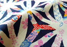 Load image into Gallery viewer, Furoshiki Reusable Fabric Wrap, Bandana, Asanoha Hana Monyou Navy⦿fsjf0017