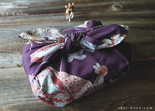 Load image into Gallery viewer, Furoshiki Reusable Fabric Wrap, Bandana, Wagara Purple⦿fsjf0018