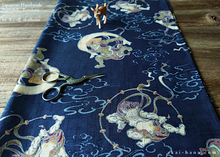 Load image into Gallery viewer, Furoshiki Reusable Fabric Wrap, Bandana, Fūjin Raijin ⦿fsjf0019