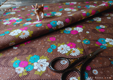 Load image into Gallery viewer, Furoshiki Reusable Fabric Wrap, Bandana, Brown Floral ⦿fsjf0022