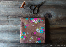 Load image into Gallery viewer, Furoshiki Reusable Fabric Wrap, Bandana, Brown Floral ⦿fsjf0022