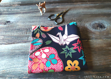 Load image into Gallery viewer, Furoshiki Reusable Fabric Wrap, Bandana, Black Floral Kimono ⦿fsjf0023