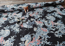Load image into Gallery viewer, Furoshiki Reusable Fabric Wrap, Bandana, Ryū Dragon Black ⦿fsjf0025