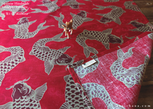 Load image into Gallery viewer, Furoshiki Reusable Fabric Wrap, Bandana, Koi Carp, Red ⦿fsjf0027