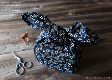 Load image into Gallery viewer, Furoshiki Reusable Fabric Wrap, Bandana, Sakura, Black or Dark Blue ⦿fsjf0030-31