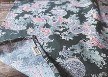 Load image into Gallery viewer, Furoshiki Reusable Fabric Wrap, Bandana, Ryū Dragon Gray ⦿fsjf0034