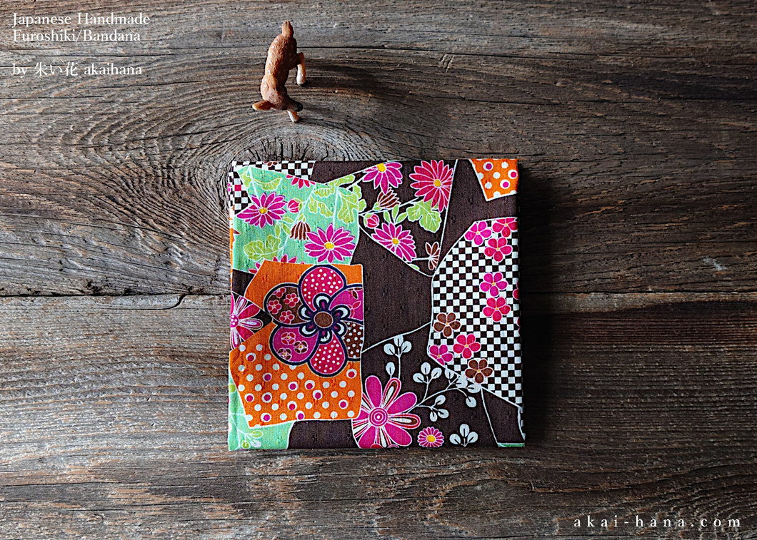 Furoshiki Reusable Fabric Wrap, Bandana, Kimono Style Print ⦿fsjf1003