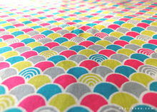 Load image into Gallery viewer, Furoshiki Reusable Fabric Wrap, Bandana, Seigaiha Neon ⦿fsjf1005