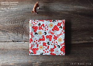 Furoshiki Reusable Fabric Wrap, Bandana, Mushrooms Red ⦿fsjf1008