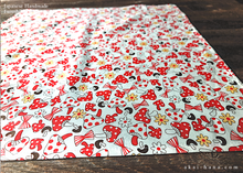 Load image into Gallery viewer, Furoshiki Reusable Fabric Wrap, Bandana, Mushrooms Red ⦿fsjf1008
