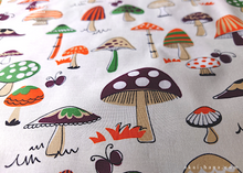 Load image into Gallery viewer, Furoshiki Reusable Fabric Wrap, Bandana, Mushrooms Brown and Orange ⦿fsjf1009
