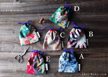 Load image into Gallery viewer, Little Kinchaku Purse, Hanayaka Remnants various size ⦿kpjf1100A