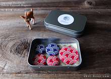 Load image into Gallery viewer, Fabric Covered Magnets Seigaiha, Set of 3 or 5 ⦿mgjf0001