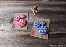 Load image into Gallery viewer, Fabric Covered Magnets Seigaiha, Set of 3 or 5 ⦿mgjf0001
