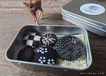 Load image into Gallery viewer, Fabric Covered Magnets in Metal Tin Box, Black, Set of 5 ⦿mgjf0002