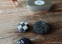 Load image into Gallery viewer, Fabric Covered Magnets in Metal Tin Box, Black, Set of 5 ⦿mgjf0002