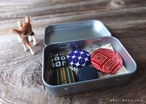 Vintage Kimono Magnets in Metal Tin Box, Set of 5 ⦿mgvk0009