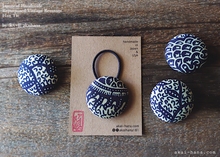 Load image into Gallery viewer, Japanese Handmade Repurposed Remnants Covered Button Hair Tie, Napkin Holder, Cord Organizer, Tanzania, phus0002