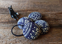 Load image into Gallery viewer, Japanese Handmade Repurposed Remnants Covered Button Hair Tie, Napkin Holder, Cord Organizer, Tanzania, phus0002