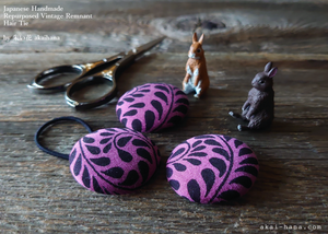 Japanese Handmade Repurposed Remnants Covered Button Hair Tie, Napkin Holder, Cord Organizer, phus0005
