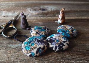 Japanese Handmade Repurposed Remnants Covered Button Hair Tie, Napkin Holder, Cord Organizer, phus0015