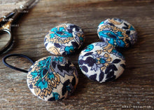 Load image into Gallery viewer, Japanese Handmade Repurposed Remnants Covered Button Hair Tie, Napkin Holder, Cord Organizer, phus0015