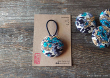 Load image into Gallery viewer, Japanese Handmade Repurposed Remnants Covered Button Hair Tie, Napkin Holder, Cord Organizer, phus0015
