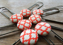 Load image into Gallery viewer, Vintage Kimono Bookmarks, Orange Red Geometric, sbvk0001 (Copy)