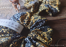 Load image into Gallery viewer, Japanese Handmade Scrunchies, Yellow Damask Floral, scaf0003
