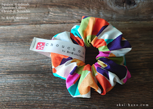 Load image into Gallery viewer, Japanese Handmade Scrunchies, Rainbow Tiles, scaf0004