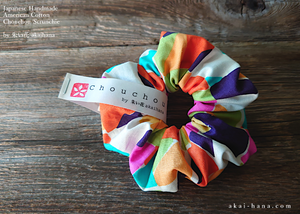 Japanese Handmade Scrunchies, Rainbow Tiles, scaf0004