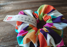 Load image into Gallery viewer, Japanese Handmade Scrunchies, Rainbow Tiles, scaf0004

