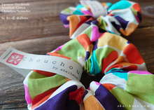 Load image into Gallery viewer, Japanese Handmade Scrunchies, Rainbow Tiles, scaf0004