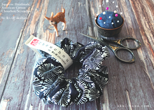 Load image into Gallery viewer, Japanese Handmade Scrunchies, Monotone Floral, scaf0005
