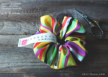 Load image into Gallery viewer, Japanese Handmade Scrunchies, Neon Stripes, scaf0014
