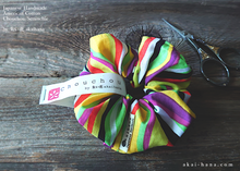 Load image into Gallery viewer, Japanese Handmade Scrunchies, Neon Stripes, scaf0014