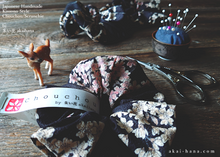 Load image into Gallery viewer, Japanese Handmade Kimono style Scrunchies, Shidarezakura (Weeping Cherry) Black, scjf0002