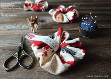Load image into Gallery viewer, Japanese Handmade Kimono style Scrunchies, Chrysanthemum Red, scjf0008