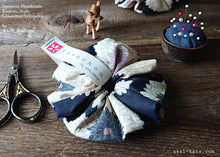 Load image into Gallery viewer, Japanese Handmade Kimono style Scrunchies, Chrysanthemum Navy, scjf0009