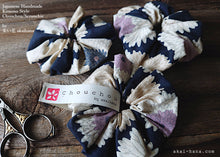 Load image into Gallery viewer, Japanese Handmade Kimono style Scrunchies, Chrysanthemum Navy, scjf0009