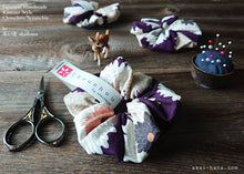 Load image into Gallery viewer, Japanese Handmade Kimono style Scrunchies, Chrysanthemum Purple, scjf0010