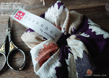 Load image into Gallery viewer, Japanese Handmade Kimono style Scrunchies, Chrysanthemum Purple, scjf0010