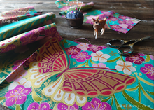 Load image into Gallery viewer, Japanese Handmade Kimono Style Chouchou/Scrunchies, Turquoise Floral, scjf0017