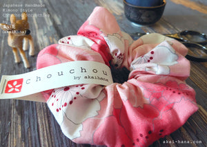 Japanese Handmade Kimono style Scrunchies, SAKURA Pink