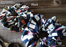 Load image into Gallery viewer, Japanese Handmade Kimono style Scrunchies, Henkei Ichimatsu Monyou Black, scjf0027