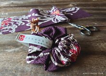 Load image into Gallery viewer, Japanese Handmade Kimono style Scrunchies, Chrysanthemum Azuki Purple, scjf0071
